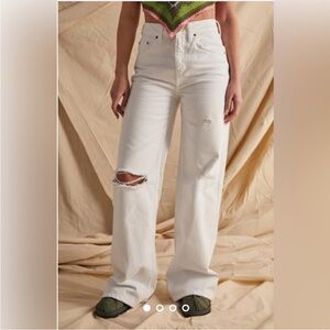 Women's White Distressed Jeans